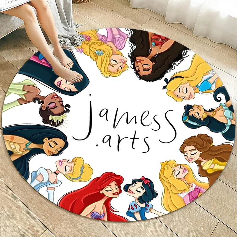 Мультяшный круглый ковер принцессы с HD-печатью для гостиной коврики милый