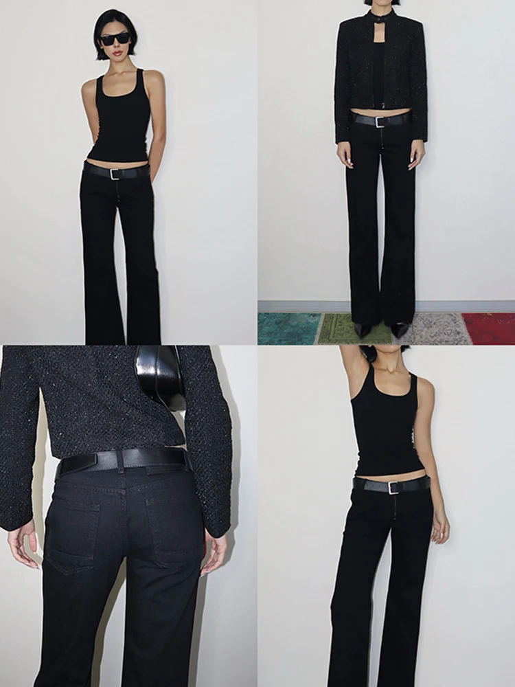 Vanessa Lab со слегка расклешенной черной талией узкими и длинными ногами