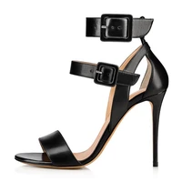 2022 women open toe black sandals buckle strap party high heels ladies elegant stilettos plus size heeled summer strappy shoes