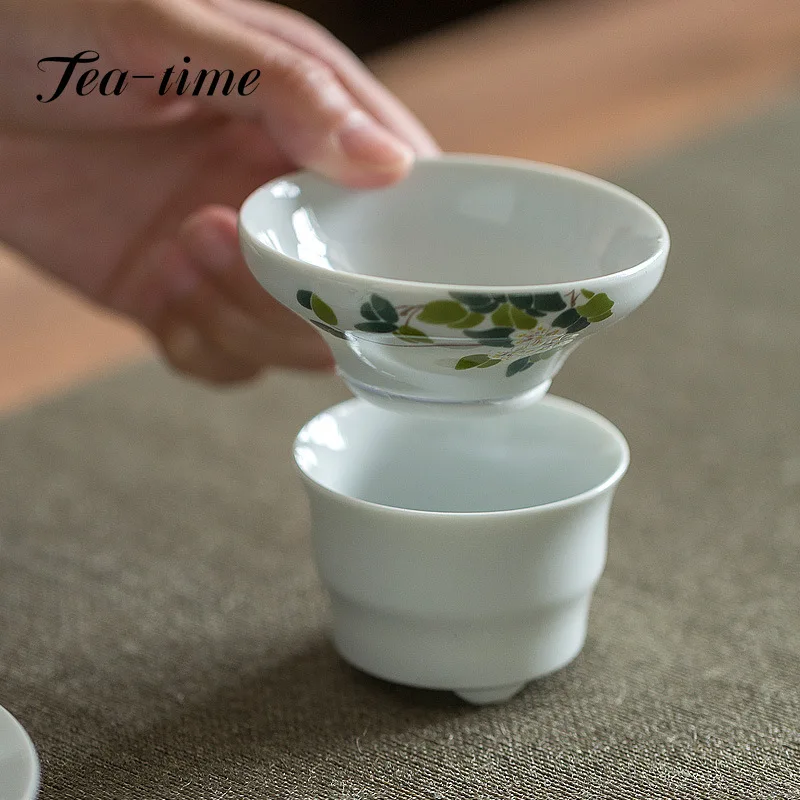 

Japanese Retro Glant Ash Glaze Tea Infuser Ceramic Kung Fu Tea Set Tea Leak Stand with Filter Diffuser Tea Ceremony Accessories