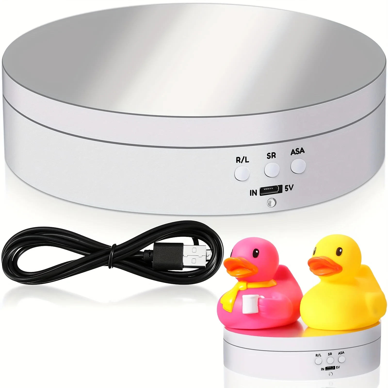 Вращающаяся витрина с USB-кабелем питания для фототоваров и шоу