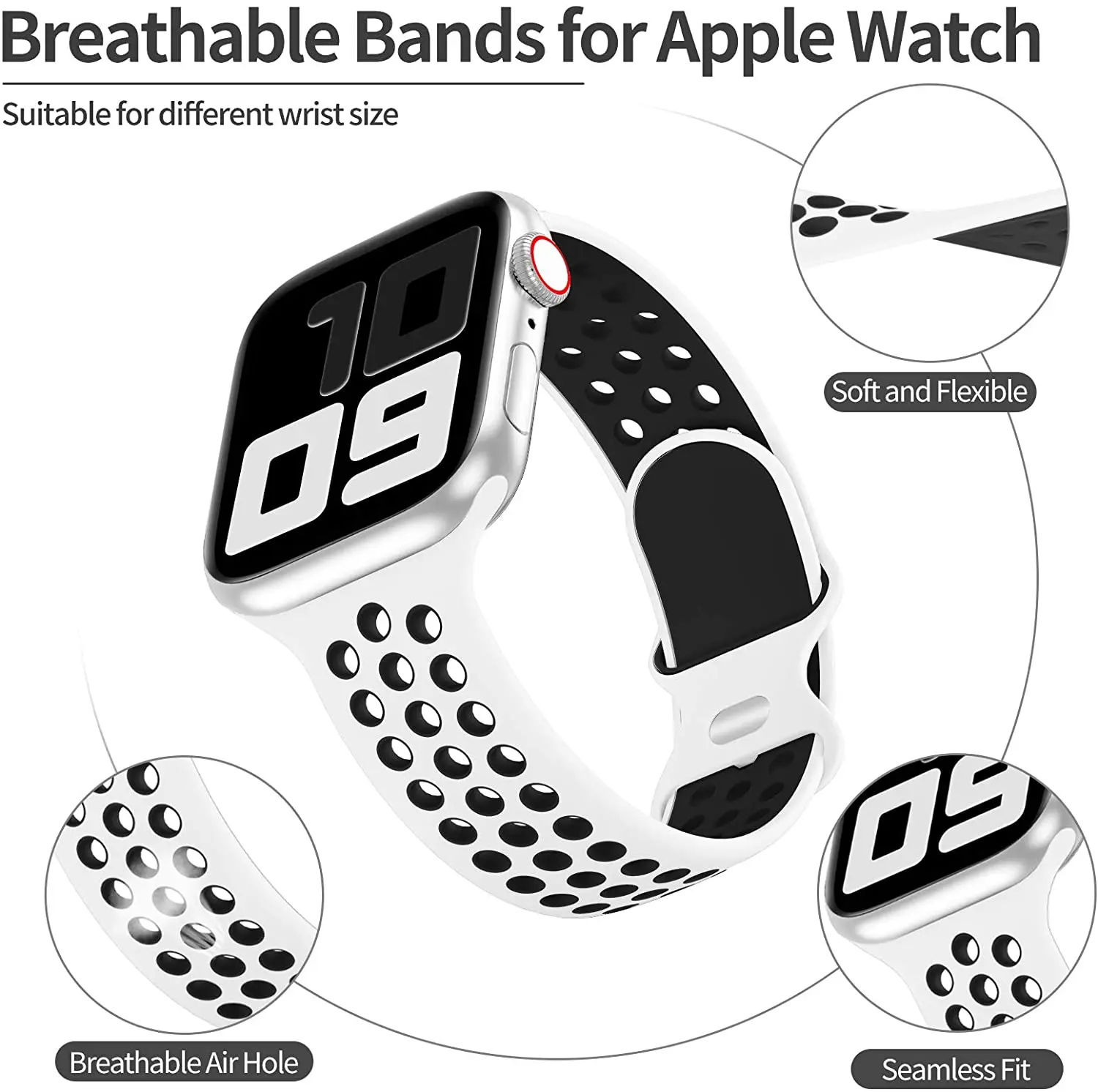 Sport Strap For Apple Watch Band 6 SE 5 4 44mm 40mm Silicone Breathable Belt Bracelet to iWatch Watchband Series 54321 38mm 42mm
