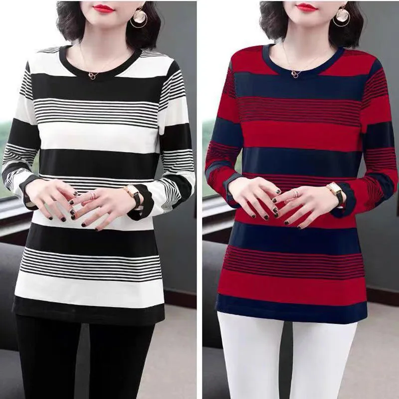 

2022 New Fashion Spring Plus Size T Shirt Woman O Neck Long Sleeve T-shirt Woman Korean Style Oversized Shirt Women Shirts