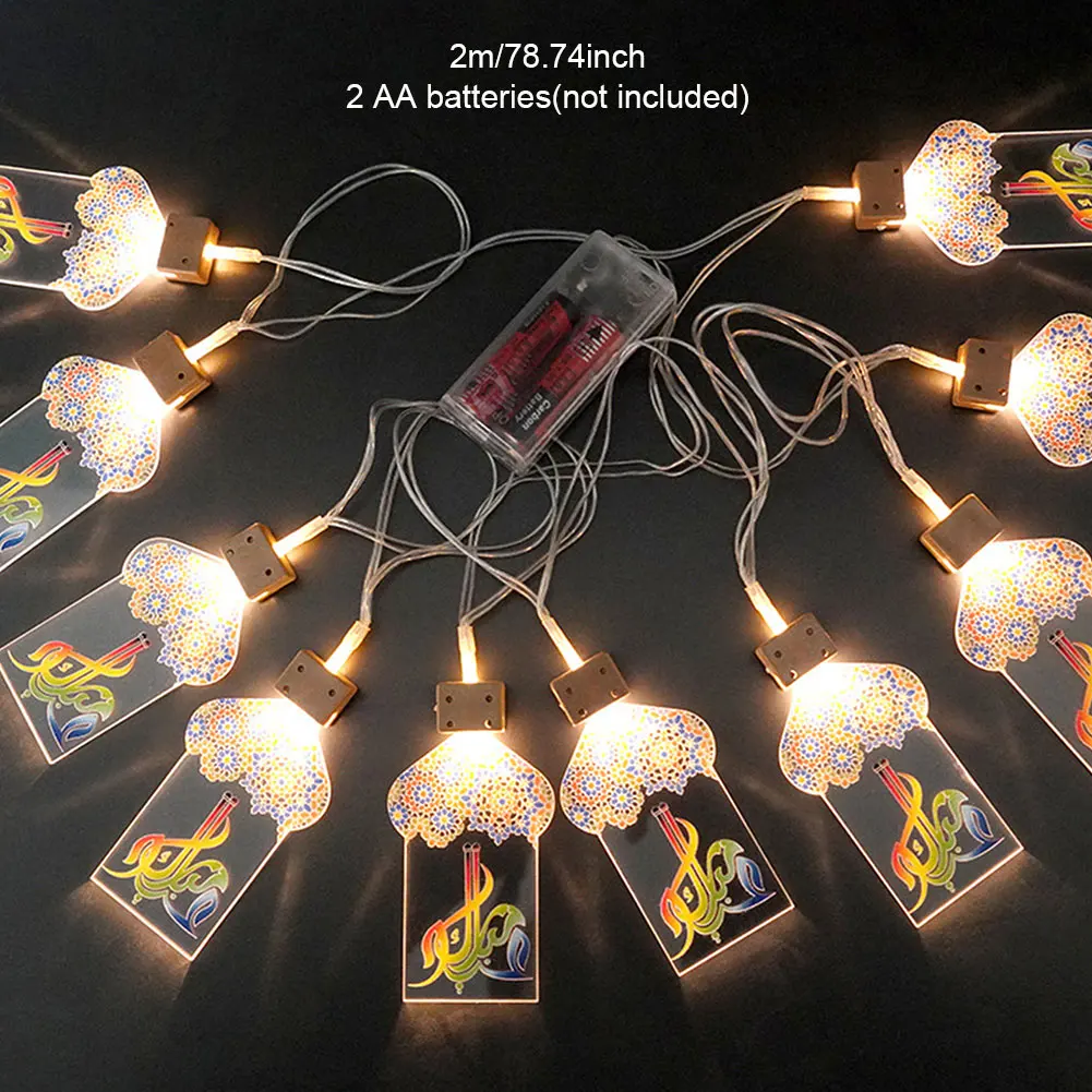 

2m 10LED Bedroom Hanging Acrylic Eid Lights Muslim Ramadan Party Gift Battery Operated Home Decor For Festival Lanterns Ornament