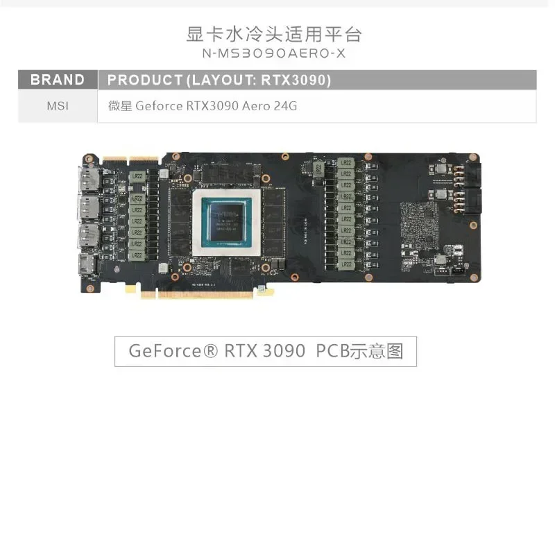Блок графического процессора Bykski для графики MSI RTX3090 Areo 24G жидкостный охладитель