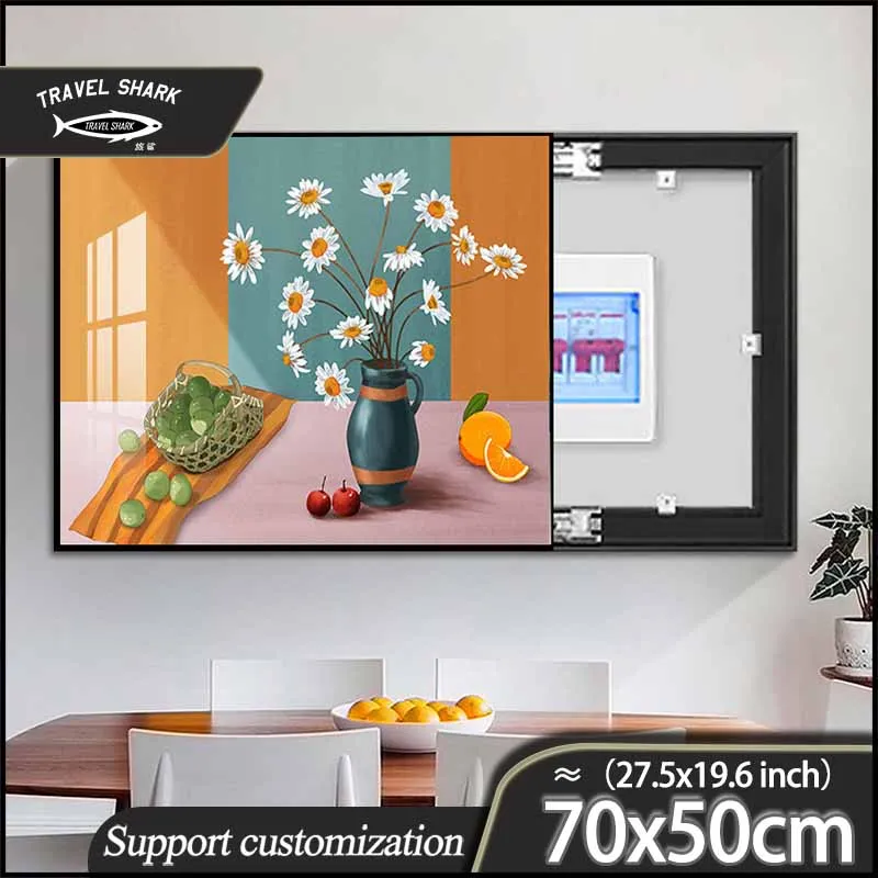 

Travel Shark Decorative Painting Electric Meter Box Free Punching Nordic Living Room Hanging Restaurant Wall Art Mural 70x50CM