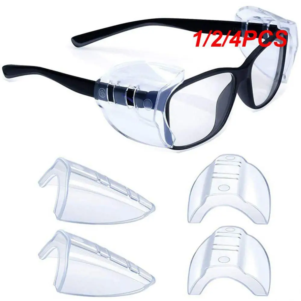 

1/2/4PCS Pairs Splash Proof Safety Eye Glasses Side Clear Flexible Slip On Protective Shield Fits All Size Eyeglasses