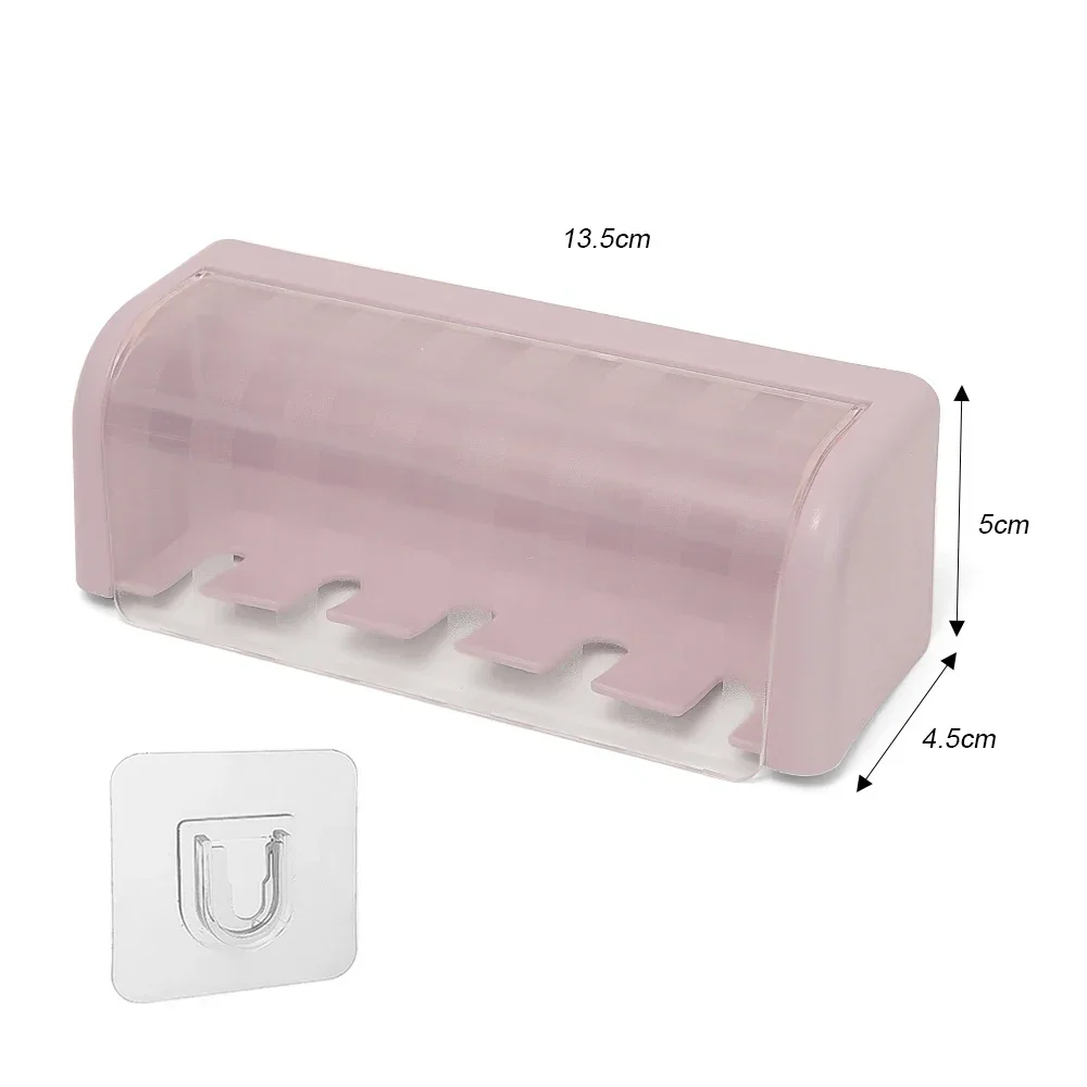 

Настенный держатель для зубных щеток в ванной комнате с крышкой, 5 слотов без сверления, самоклеящиеся стеллажи для хранения зубных щеток в домашней ванной комнате