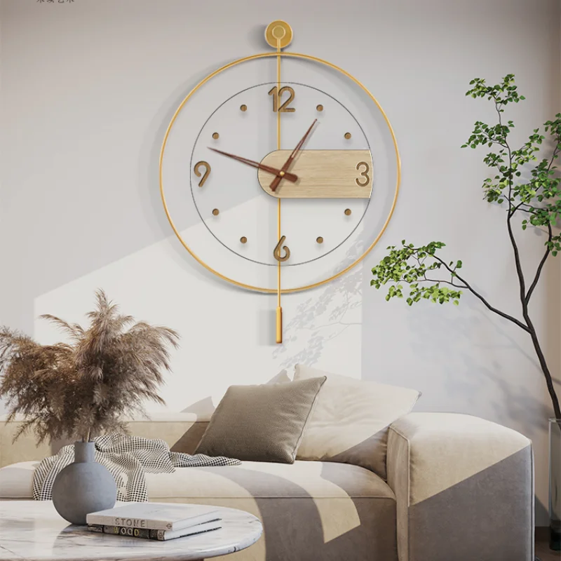 

Electronic Luxury Wall Clock Nordic Designer Pendulum Clock Wall Mechanical Minimalist Horloge Murale Home Decoration Objects