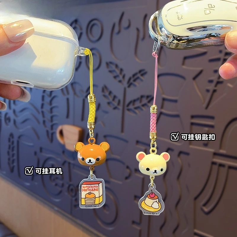 Фото Новый креативный брелок-ремешок для телефона Rilakkuma, стильный брелок для пары, яркий и красивый, для студенческого пенала, для наушников, изысканный кулон №3