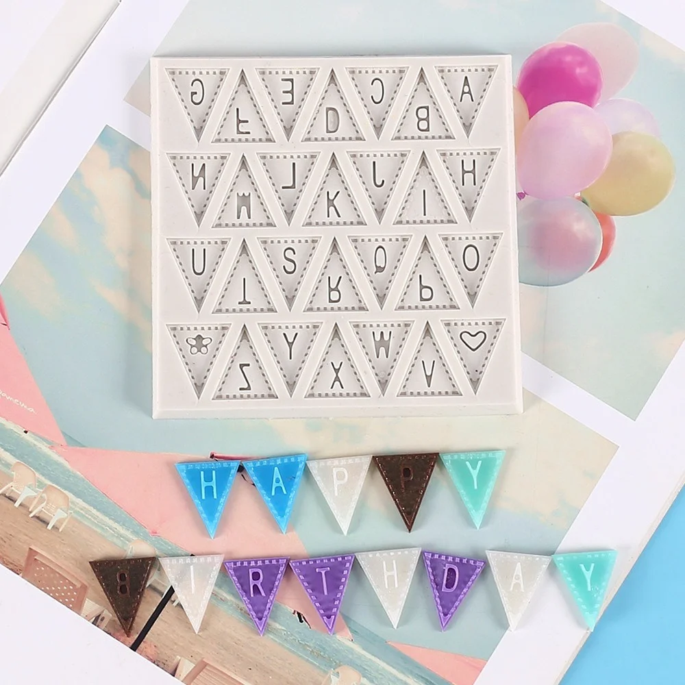 

26 English Capital Letters Flag Shape Silicone Mold Chocolate Fondant Cake Decorating Tool Sugar Craft Moulds Kitchen Bakeware