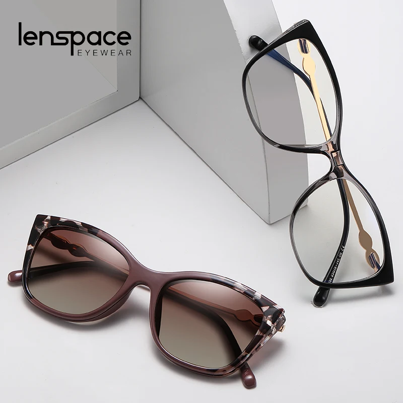 Gafas de sol magnéticas 2 en 1 para mujer, anteojos de sol con Clip para miopía óptica, Ojo de Gato, montura Vintage Anti luz azul, 2022