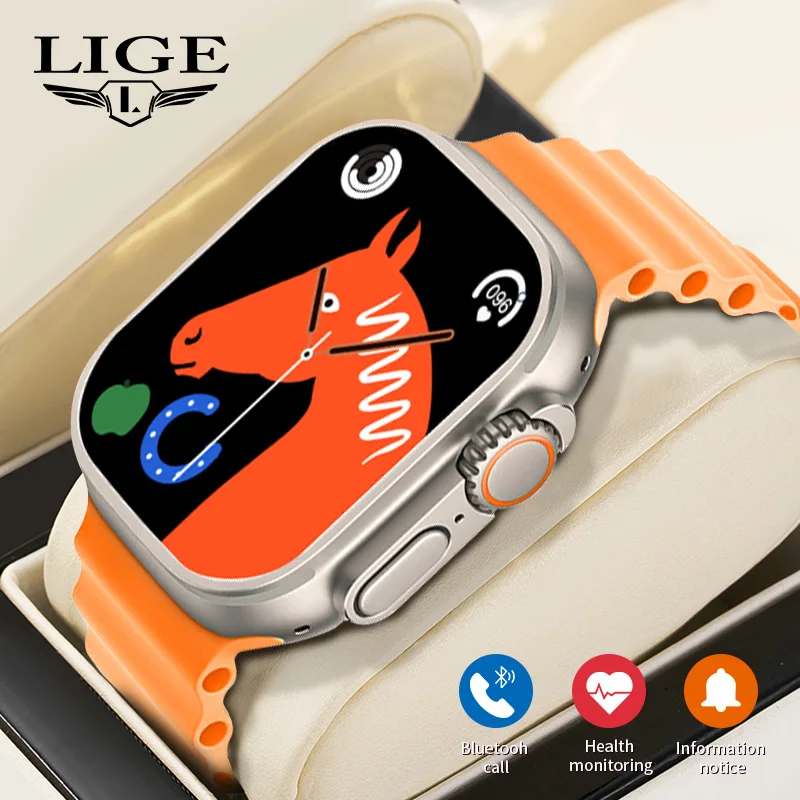 

LIGE Ultra Smart Watch Men IP68 Waterproof Bluetooth Call Watches Heart Rate Blood Oxygen Blood Pressure Monitoring Smartwatch