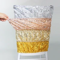 1pcs stretch sequin chair sashes chair bands one sided sequins decor for hotel wedding party event chair cover decoration