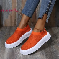 round head solid color solid sponge bottom shallow mouth thick bottom net surface womens shoe fabric breathable eva fashion new