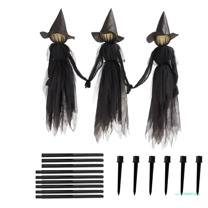

Halloween Decorations Outdoor Large Light Up Holding Hands Screaming Witches Scary Decor for Home Outside Yard Lawn
