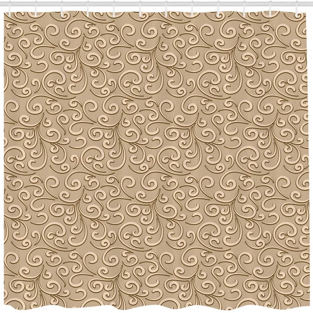 Бежевая занавеска для душа Классический викторианский стиль в стиле ретро с