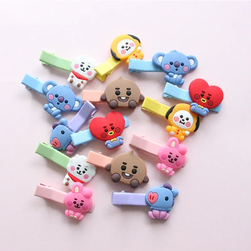 

Заколка для волос Kawaii bt21 с изображением мультяшных карт милые заколки для кукол аксессуары для волос в Корейском стиле милые и простые детс...