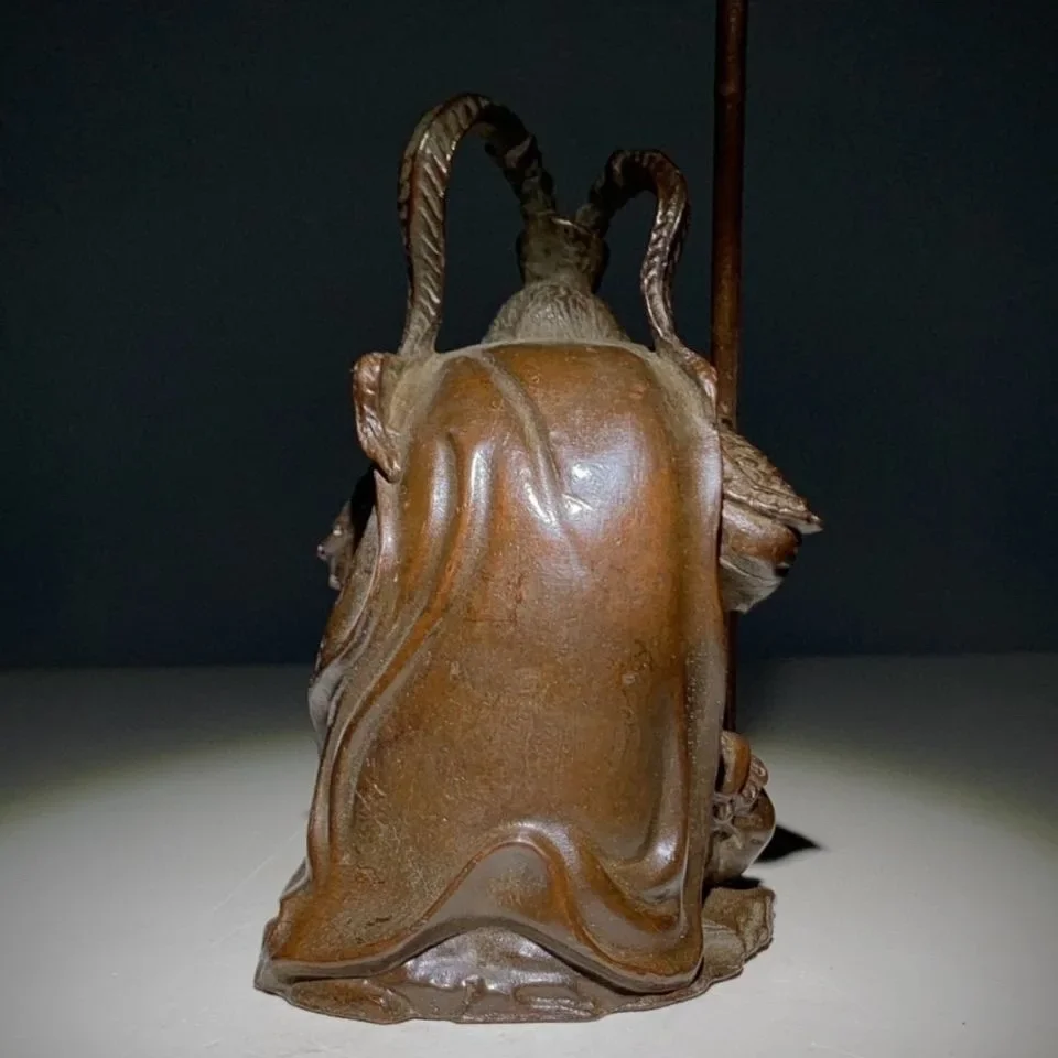 Редкий Китай Миф Медь Солнце Укун Будда Король Обезьян Удержание Палочки Боевой