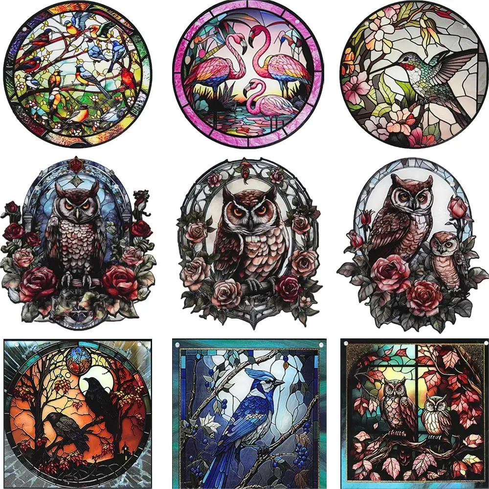 

Retro Style Creative Window Decoration Christmas Decoration Wall Decor Office Room Decor Wildlife Round Acrylic Painted Plaque