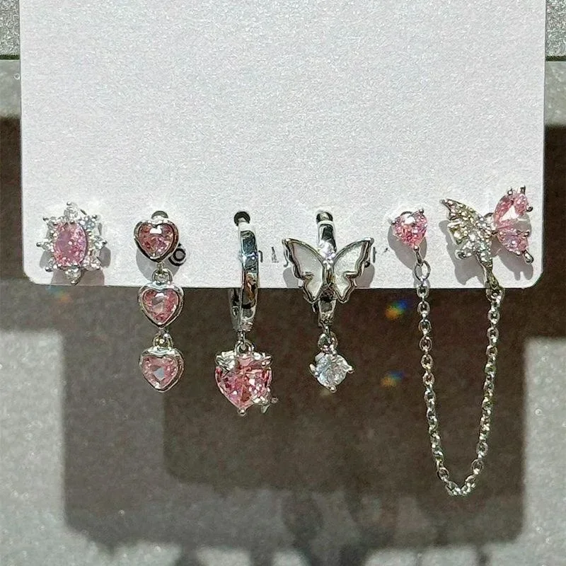 6 шт./компл. готический панк кристалл звезда луна кулон серьги комплект женские