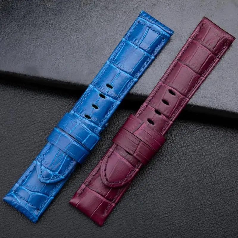 Ремешок HAODEE из натуральной кожи для мужских часов синий зеленый браслет Panerai