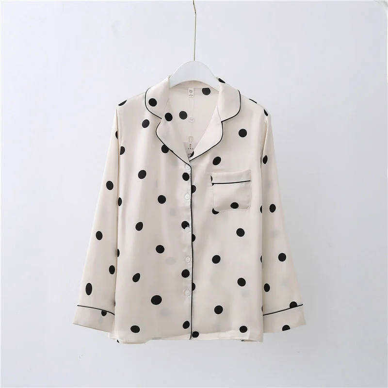 Dot Pajamas Set Sexy Sleepwear For Women Full-Length Shirt Casual Pyjama Women's Autumn 2022 Fashion Soft Homewear Plus Size