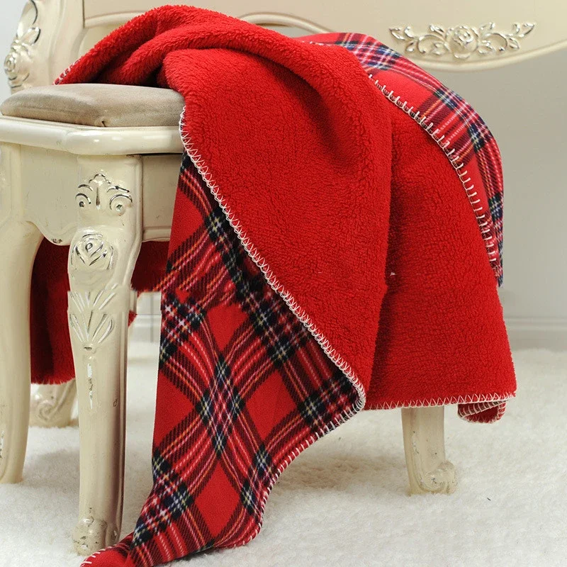 

Red Plaid Sofa Blanket Office Lunch Break Cover Leg Cover Blanket