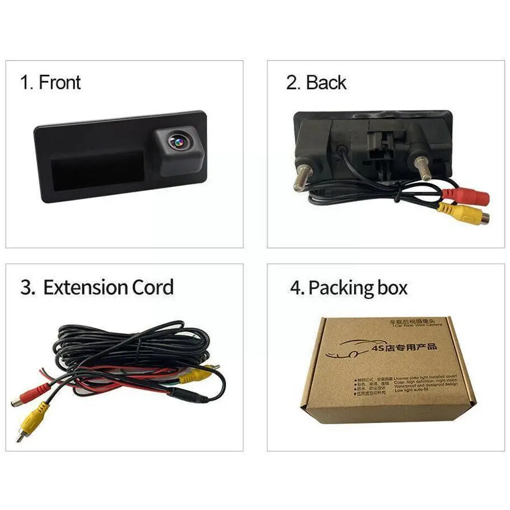 

Водонепроницаемая камера заднего вида с ручкой для багажника автомобиля, для парковки, для всех автомобилей, радиоприемник с Rca для A4l, A6, Q3, Q5...