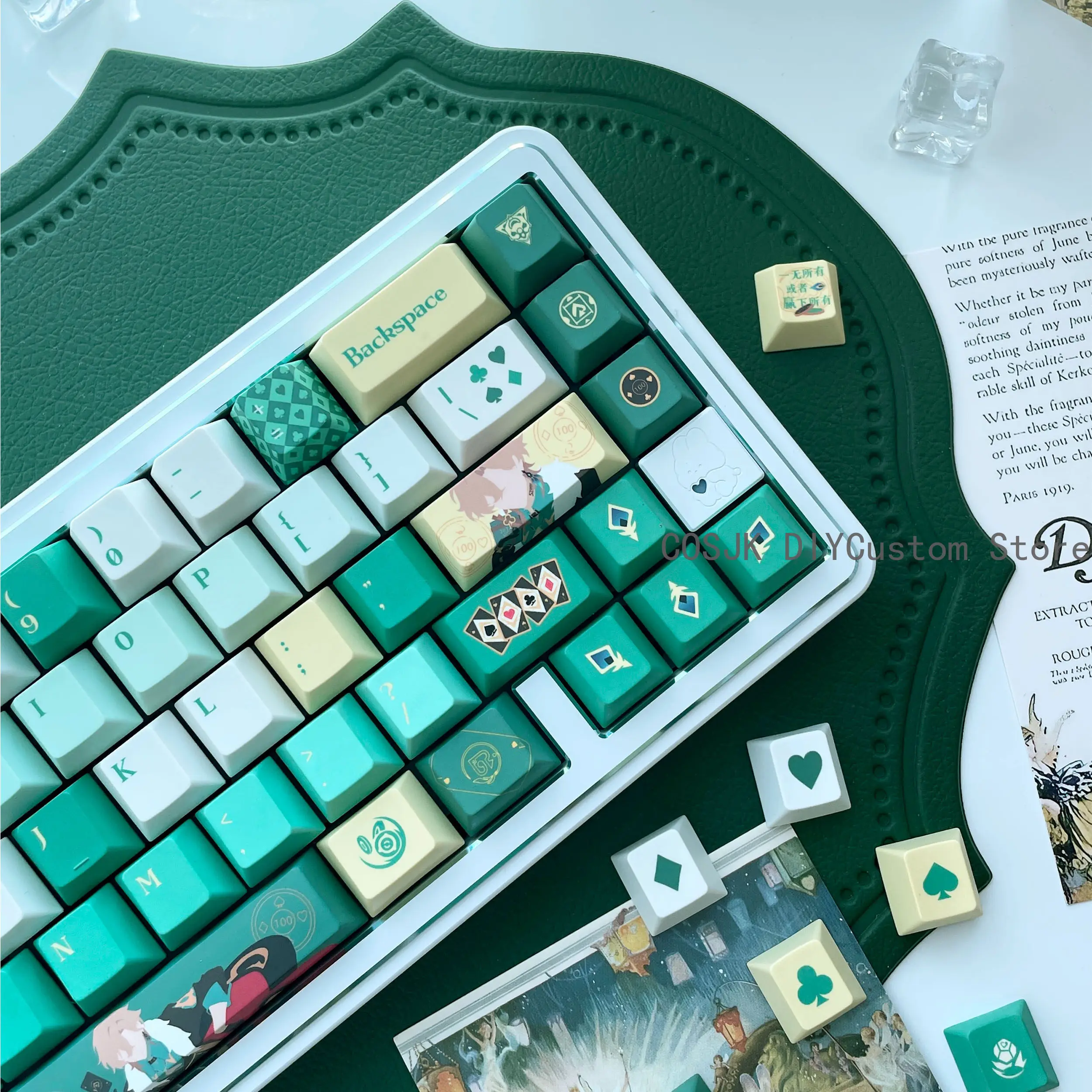 Механические кейкапы PBT для игры Honkai: Star Rail Aventurine, полупрозрачные, 140 клавиш, аксессуары для компьютера, подарок для косплея (art.: 3920d8da22fb7) - 3920d8da22fb7