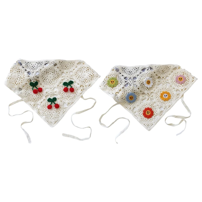 

Women Colorful Crochet Bandana Knit for Head Kerchief Pattern Turban Tie Back for Triangle for Head Wrap Lovely