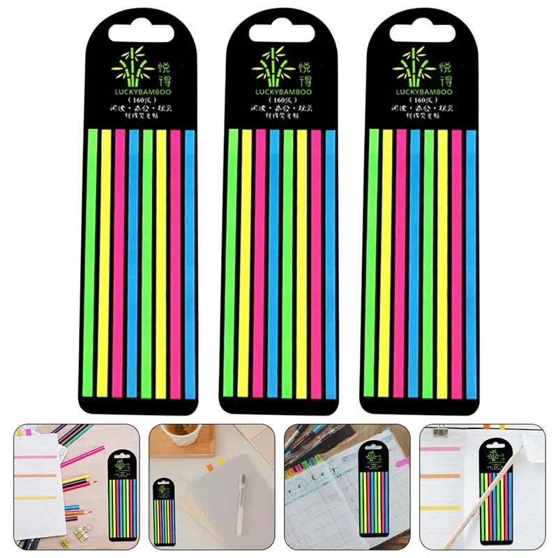 

3 Boxes of Colored Notepad Fluorescence Page Markers Professional Highlight Strips