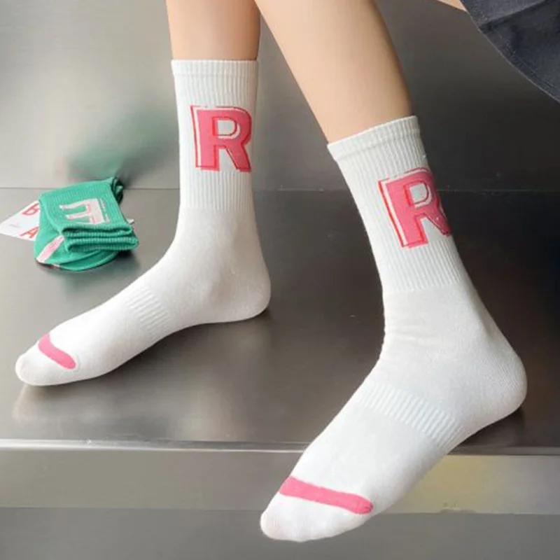 10 Pair Korean Style Women Socks Digital Print Cycling Cotton Socks Set 35-41 Size Autumn Winter Long Cute Foot Cover Streetwear
