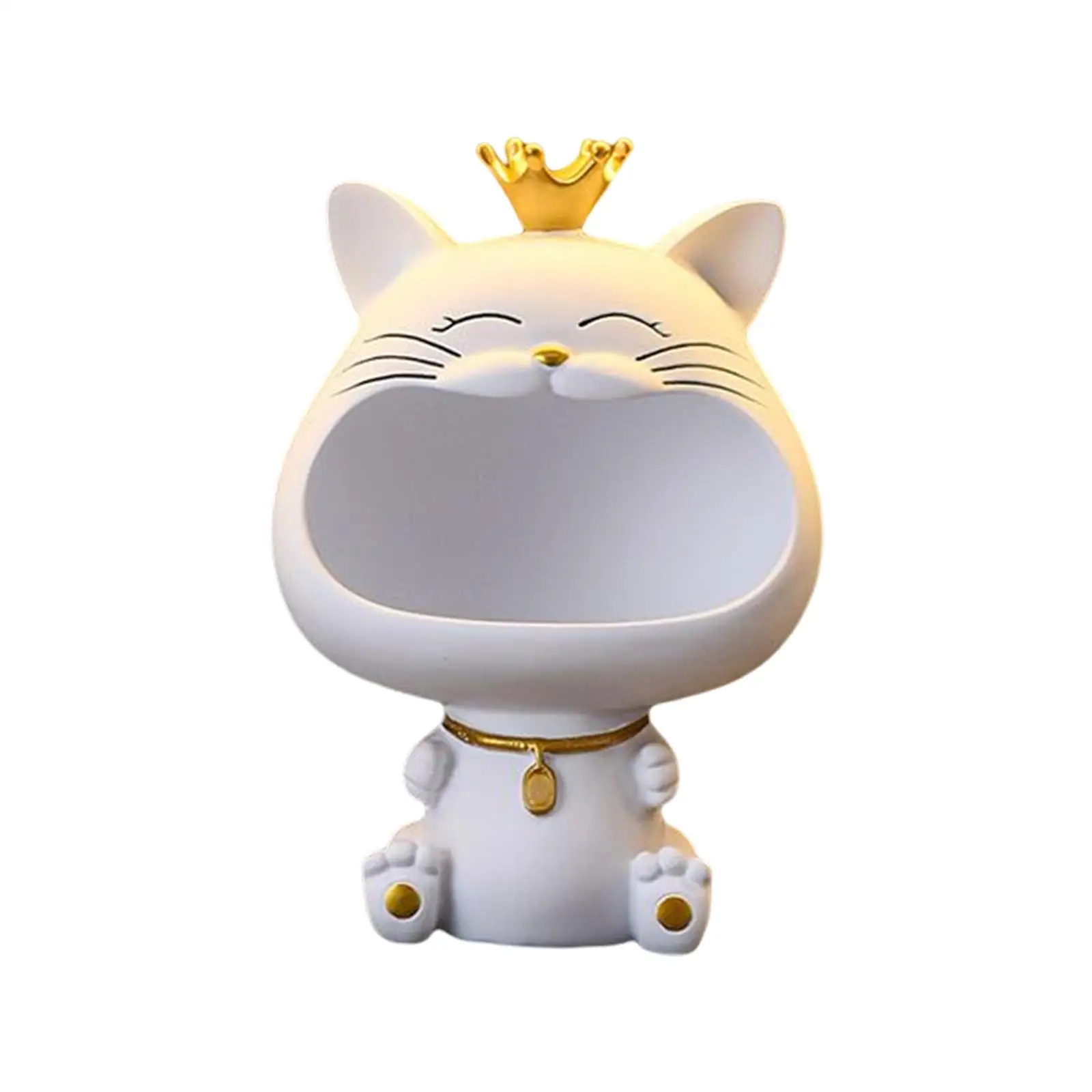 

Nordic Cat Figurine Snack Holder Decorative Abstract Sculpture Storage Box for