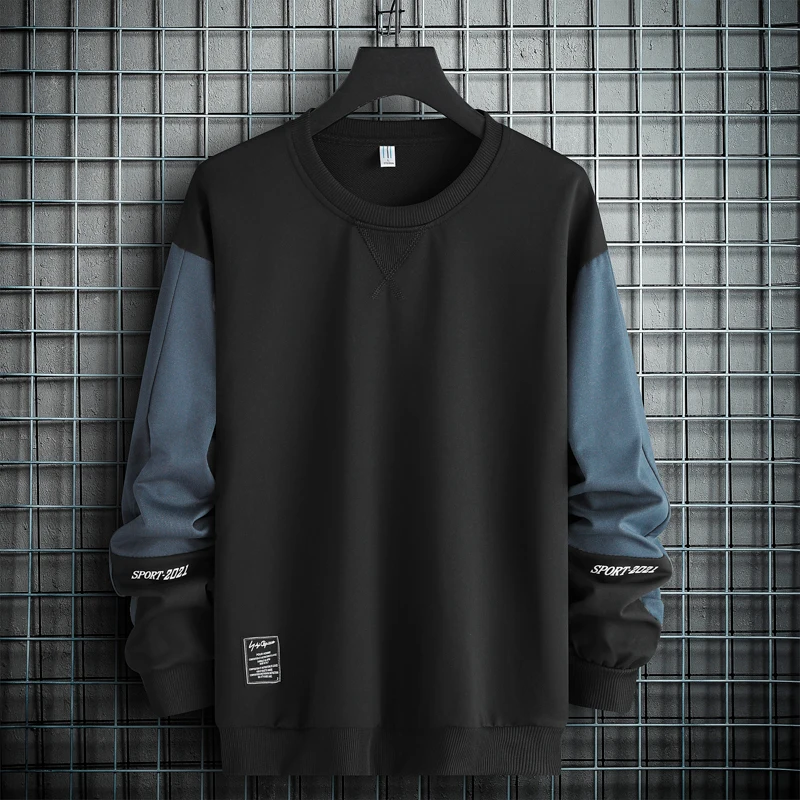 

Hoodie Mens Sweatshirts Plus Size Fashion Patchwork Sweatshirt Male Sportswear Pullovers Hip Hop Streetwear Round Neck Tracksuit