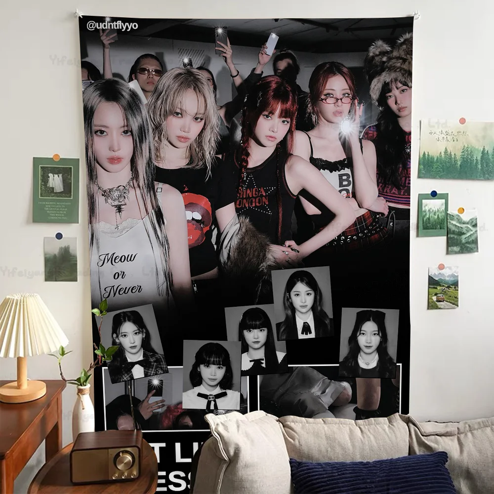 Kpop LE-SSERAFIM гобелен для девочек художественная печать японский настенный аниме