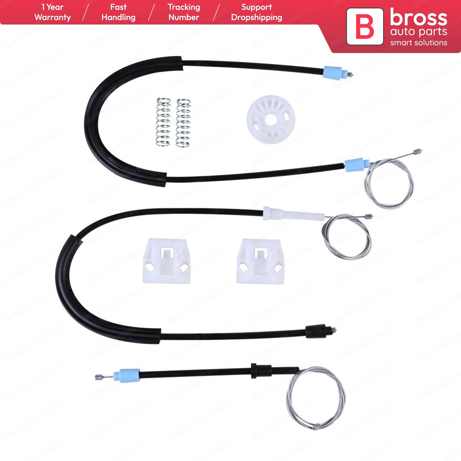 

Bross Auto Parts BWR638 Electrical Power Window Regulator Repair Kit Front Left or Right Door for Seat Ibiza 2002-2008 4/5 door