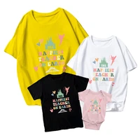 2022 school season t shirt happy earth teacher parent child clothing disney cartoon printing adult unisex male and female baby