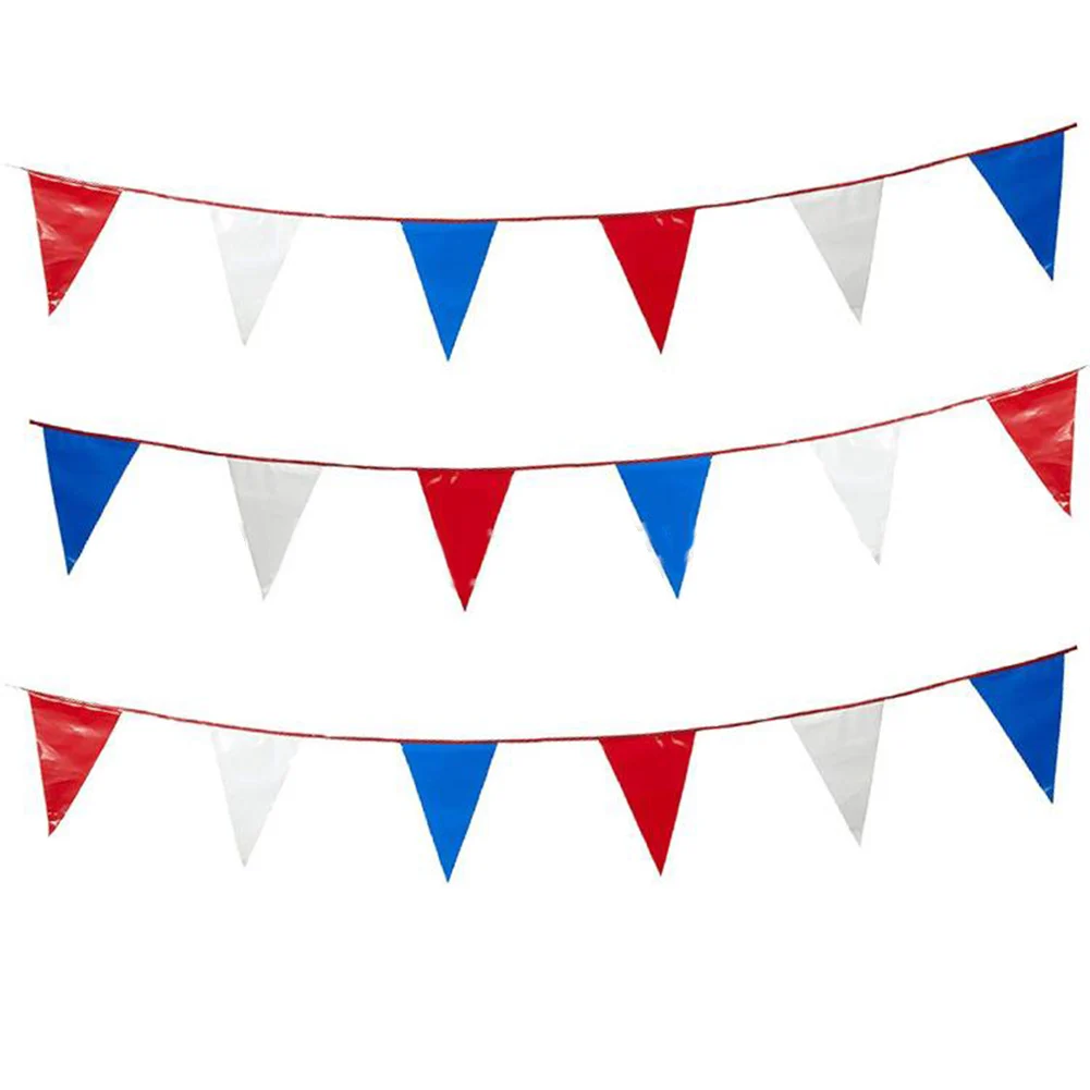 

18m Triangular String Flag Red White Blue Banner 20*30cm Bunting For Celebration Fundraiser Street Party Decoration