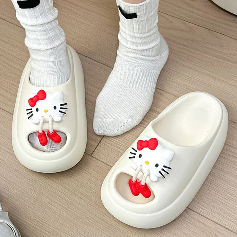 Милые Тапочки Sweet Hello сандалии с котенком аниме Ins Kawaii Sanrio женская летняя Милая