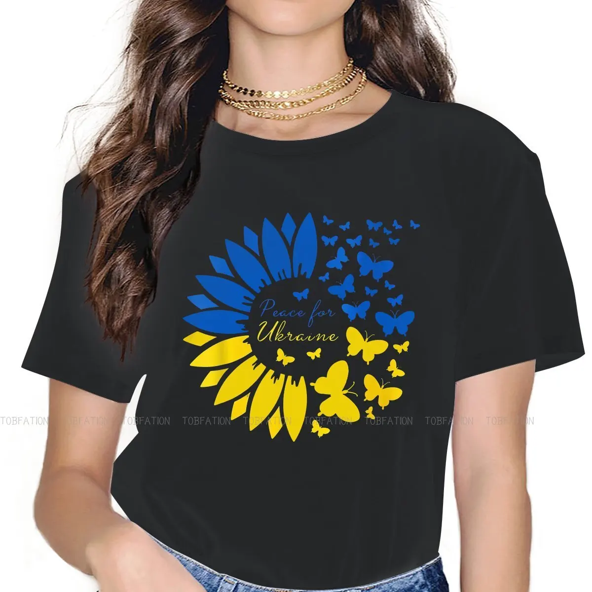 

Peace for Ukraine Sunflower Women Shirts Oversized Korean StyleT-shirt Goth Vintage Female Blusas
