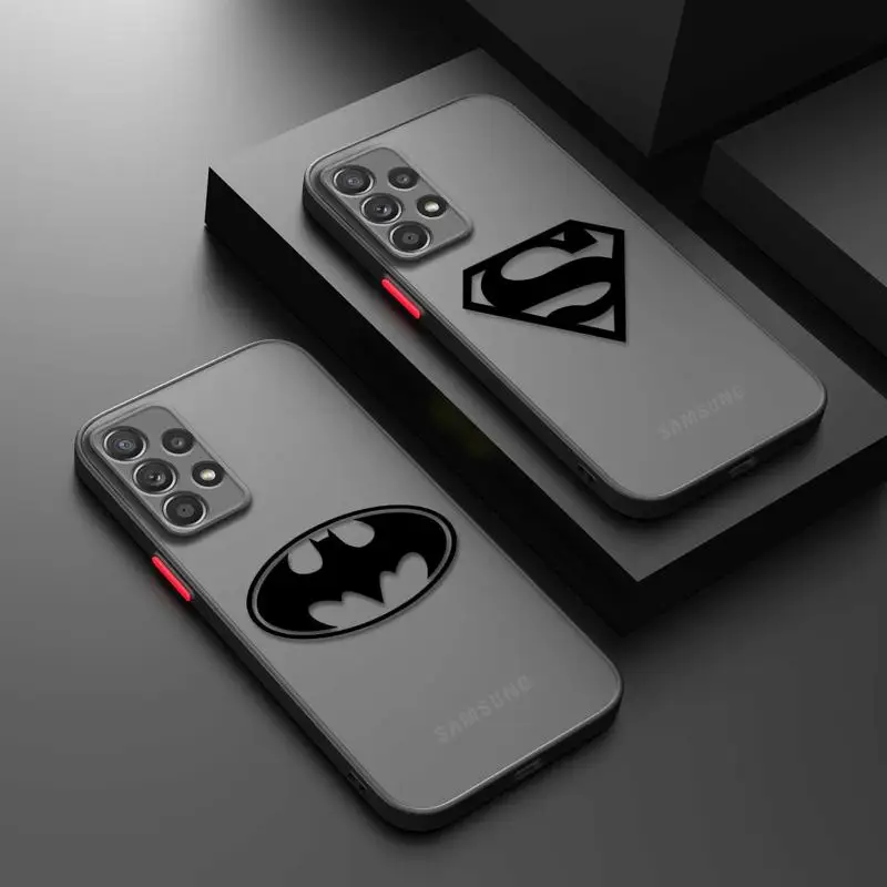 

Matte Silicone Case For Samsung Galaxy A12 A51 A34 A32 A52 A72 A71 A31 A22 A21s A23 A53 A73 A50 Marvel S-Superman-Batman-Joker