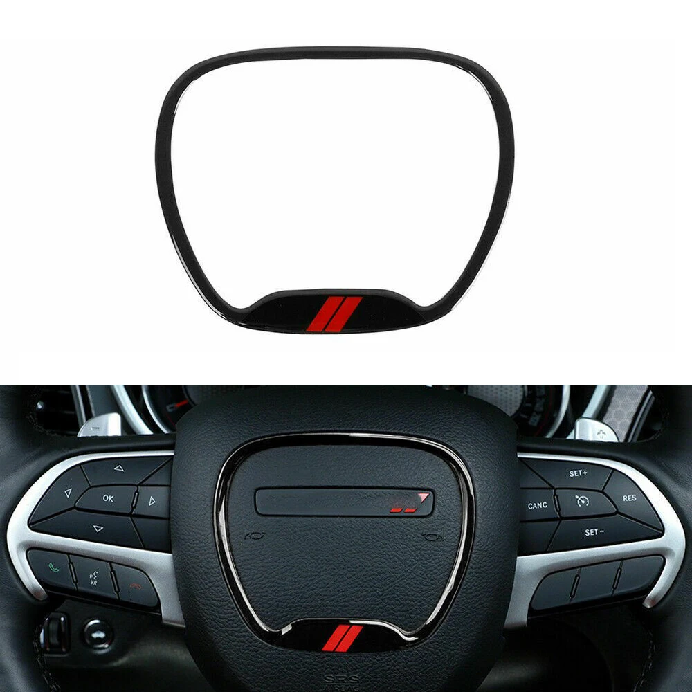 ABS Chrome Steering Wheel Trim Cover Frame Interior Accessories For Dodge Challenger Charger 2015+ Durango Accessories