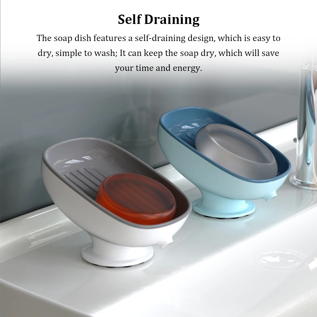 

Bathroom Soap Holder Self Draining Box Double Layer Sponge Water Drain Punch-free Dishes Home Kitchen Toilet Red