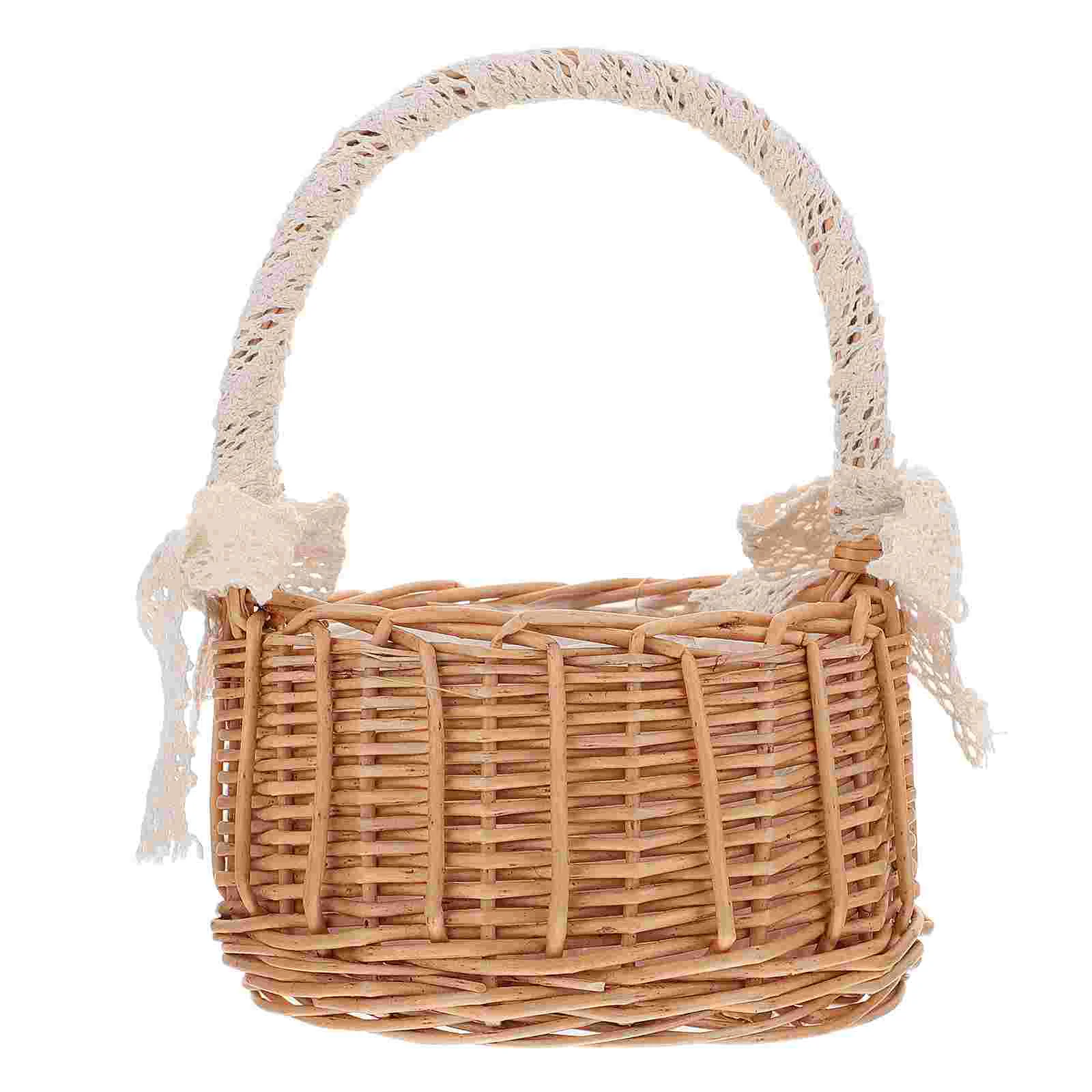 

1Pc Laundry Basket Wedding Party Centerpieces Handheld Basket Picnic Basket Wedding Flower Girl Basket Wedding Decoration