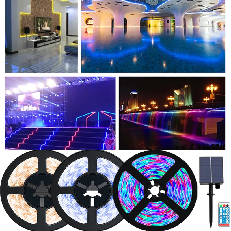 

Светодиодная лента для освещения на солнечной батарее, 2835 RGB, водонепроницаемая, для сада, светодиодных гирлянд, подсветки экрана телевизор...