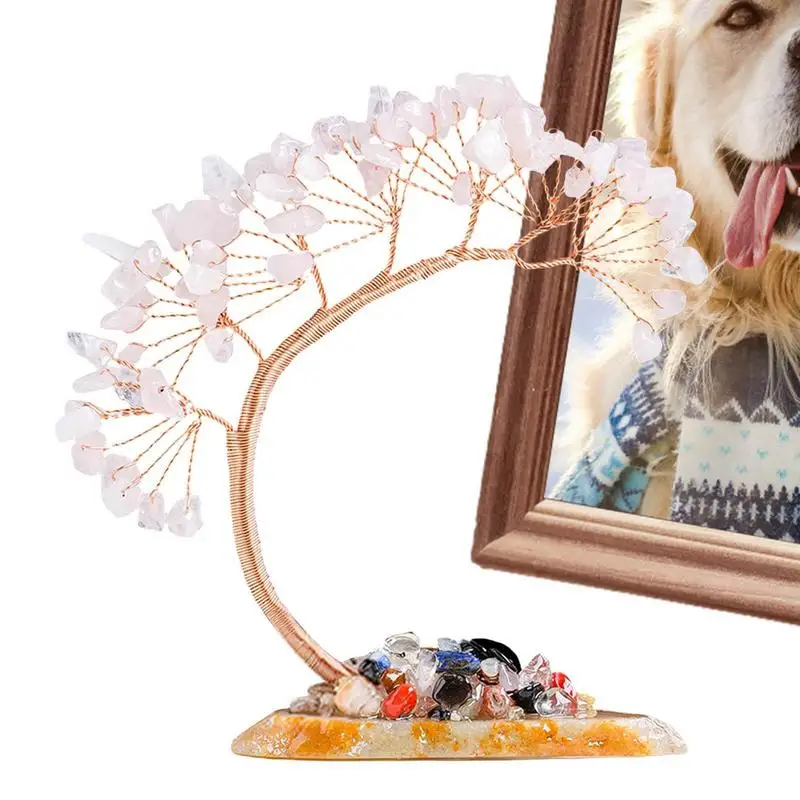 

Sunligoo Super Mini Crystal Money Tree Copper Lucky Tree With Raw Stone Base Home Office Desk Living Rooms Crystal Decor