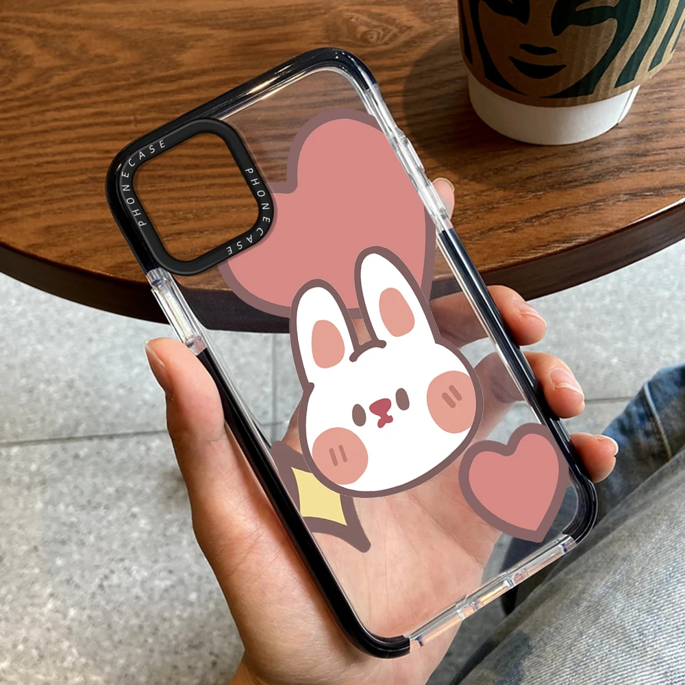 

Cartoon Cute Rabbit Phone Case for iPhone 14ProMax 14Plus 13 12 11 Pro Max Soft Transparent Silicone Protection Shell Coque