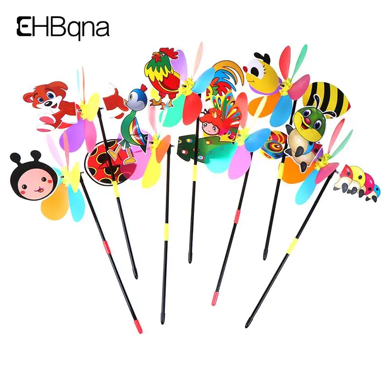 

1 Pcs Cartoon Animal Colorful Windmill Sequins Windmill Wind Up Toys Spinner Home Garden Yard Decor