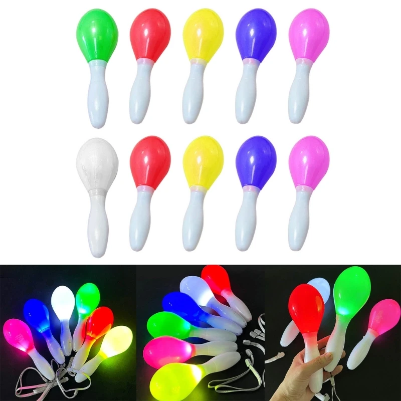 

10Pcs LED Maracas Flashing Light Glowing Sand Hammer Toy Hand Shakers KTV Birthday Halloween-Carnival Atmosphere Props